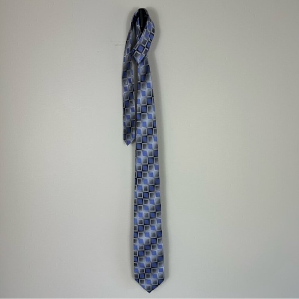 Balenciaga 100% Silk Purple Geometric Tie